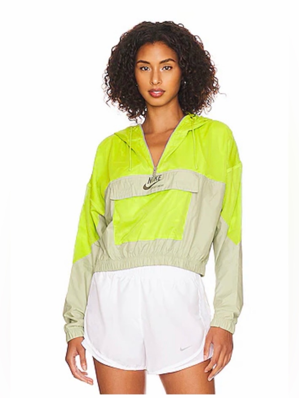Nike Mesh Sport Jacket in Atomic Green & Olive Hooded Pullover Size Large